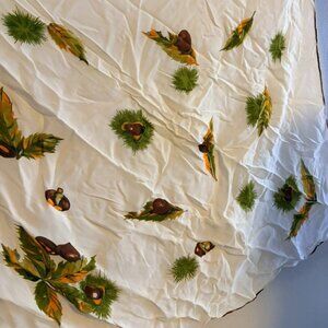 Vintage silk scarf acorns fall pattern neckerchief kerchief ascot